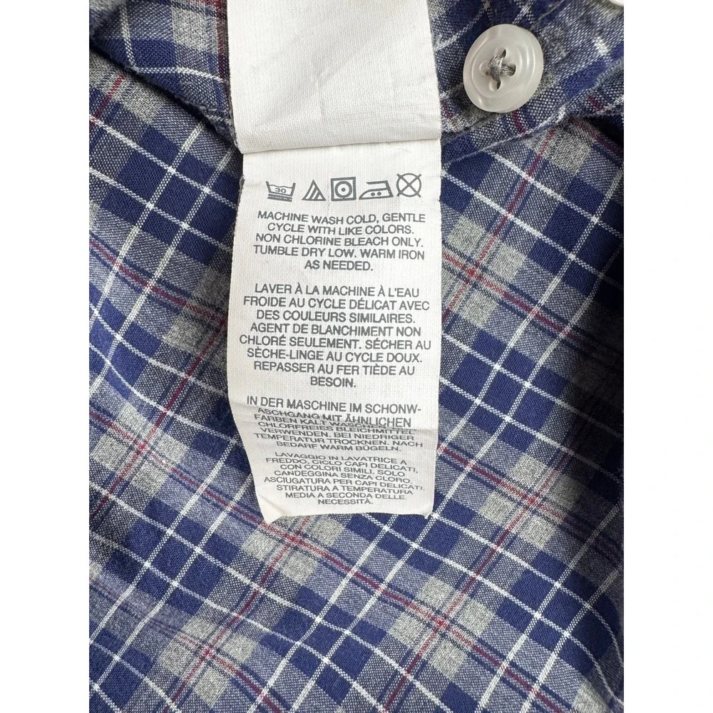J.Crew Slim Fit Plaid Button Down Shirt Mens XL Blue Grey Long Sleeve Cotton